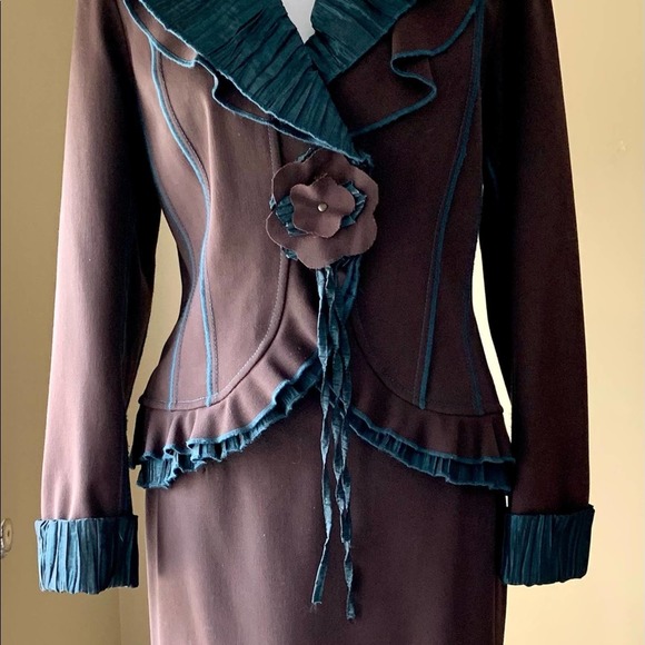 VEX 50's Peplum Blazer Layered Skirt Suit Set size 8 Victorian Steampunk - Picture 15 of 16